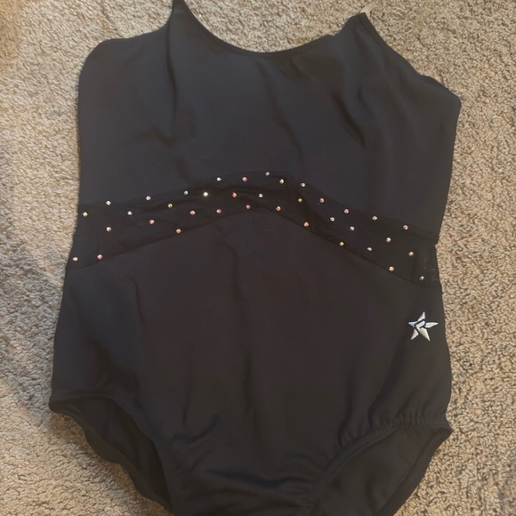 Rebel Athletic Other - Black Rhinestone-Leotard with Star Logo